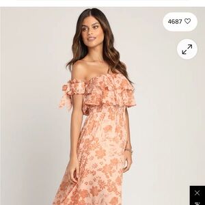 Lulu's Strapless Peach Floral Dress